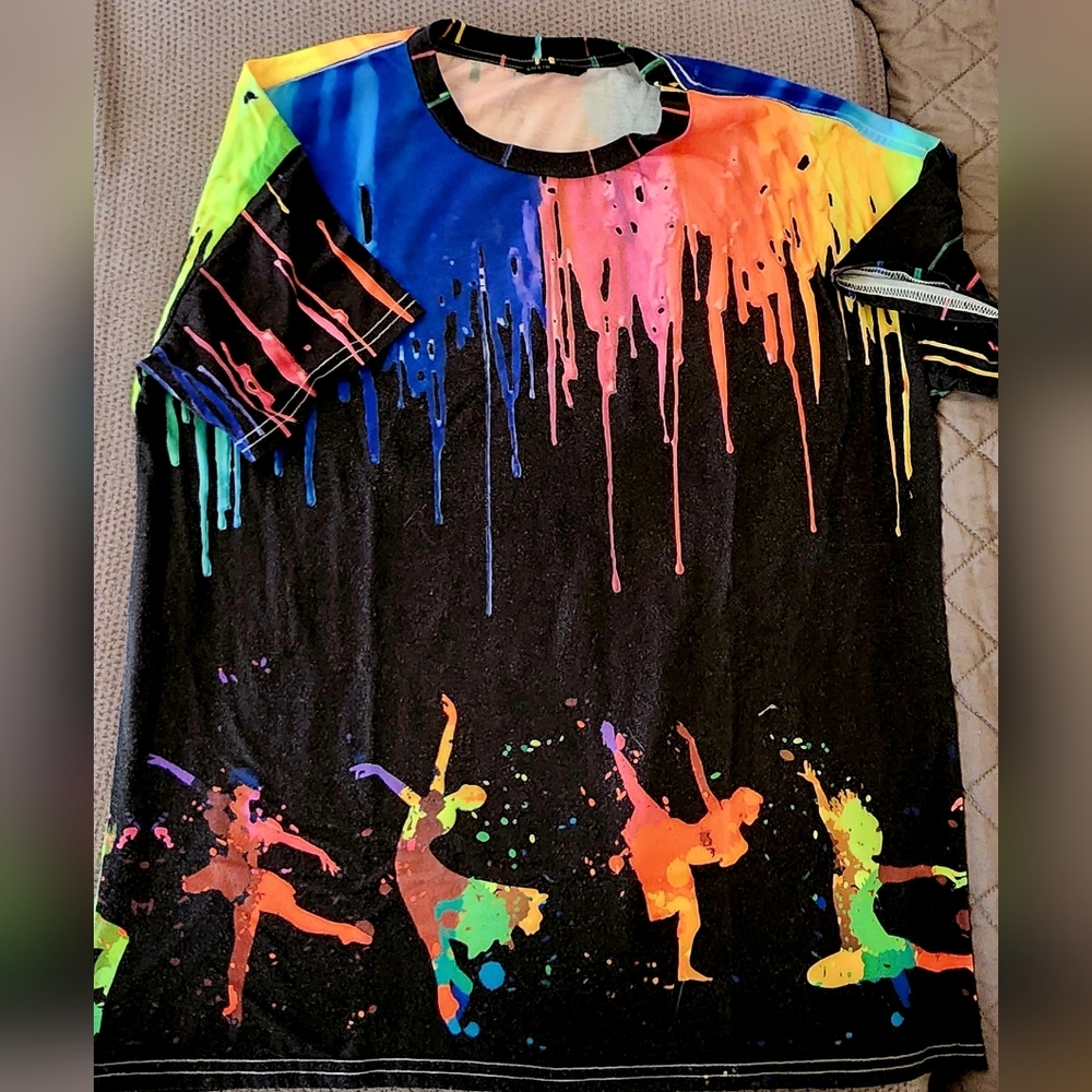 Shein>MED>BLK MULTI COLORED>T-shirt